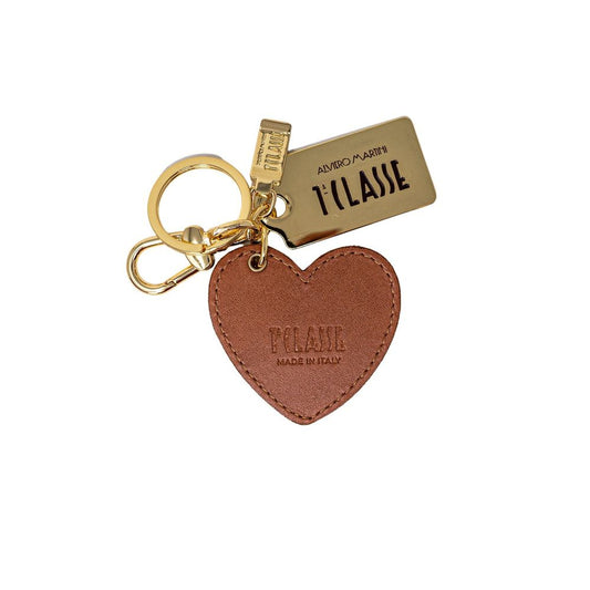 Beige Leather Keychain