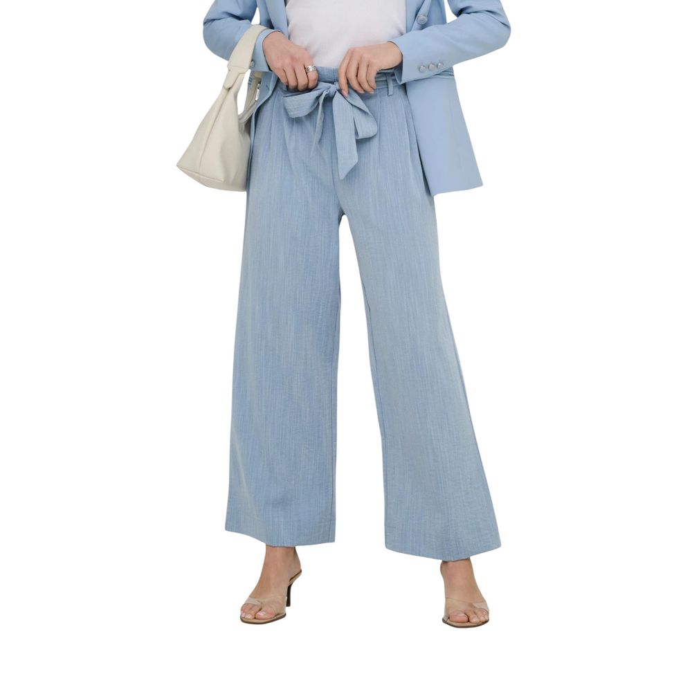 Blue Viscose Casual Pants
