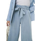 Blue Viscose Casual Pants