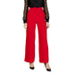 Red Polyester Casual Pants