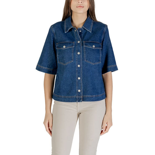 Blue Cotton Shortsleeve Shirt