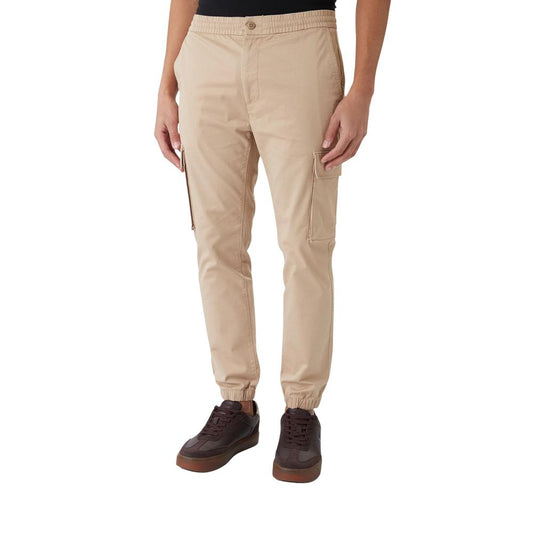 Beige Cotton Cargo Pants