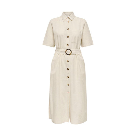 Beige Cotton Long Dress