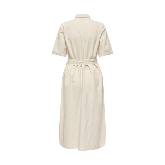 Beige Cotton Long Dress
