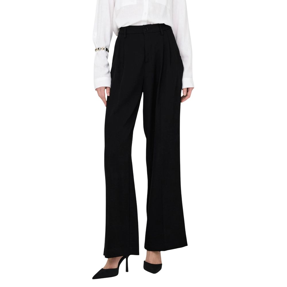 Black Viscose Casual Pants