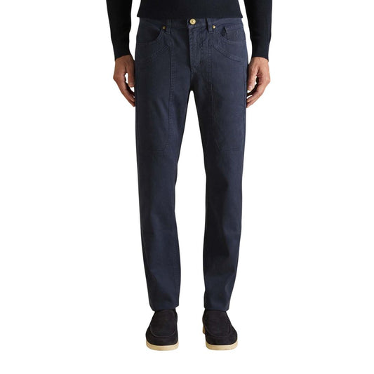 Blue Elastane Skinny Pants