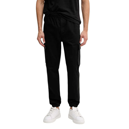 Black Cotton Casual Pants