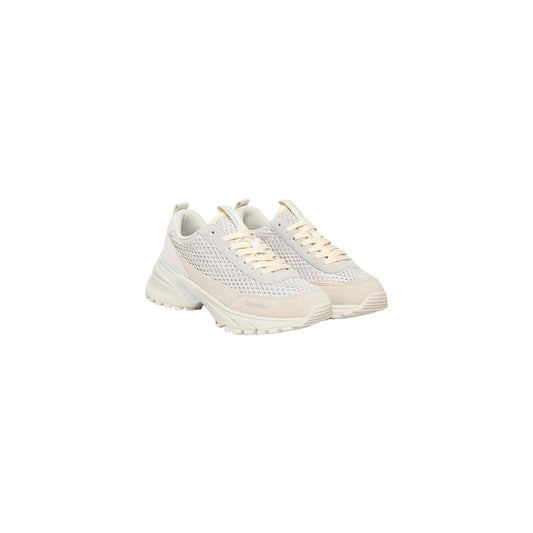 Beige Leather Chunky Sneakers