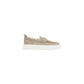 Beige Leather Slip-On Loafers