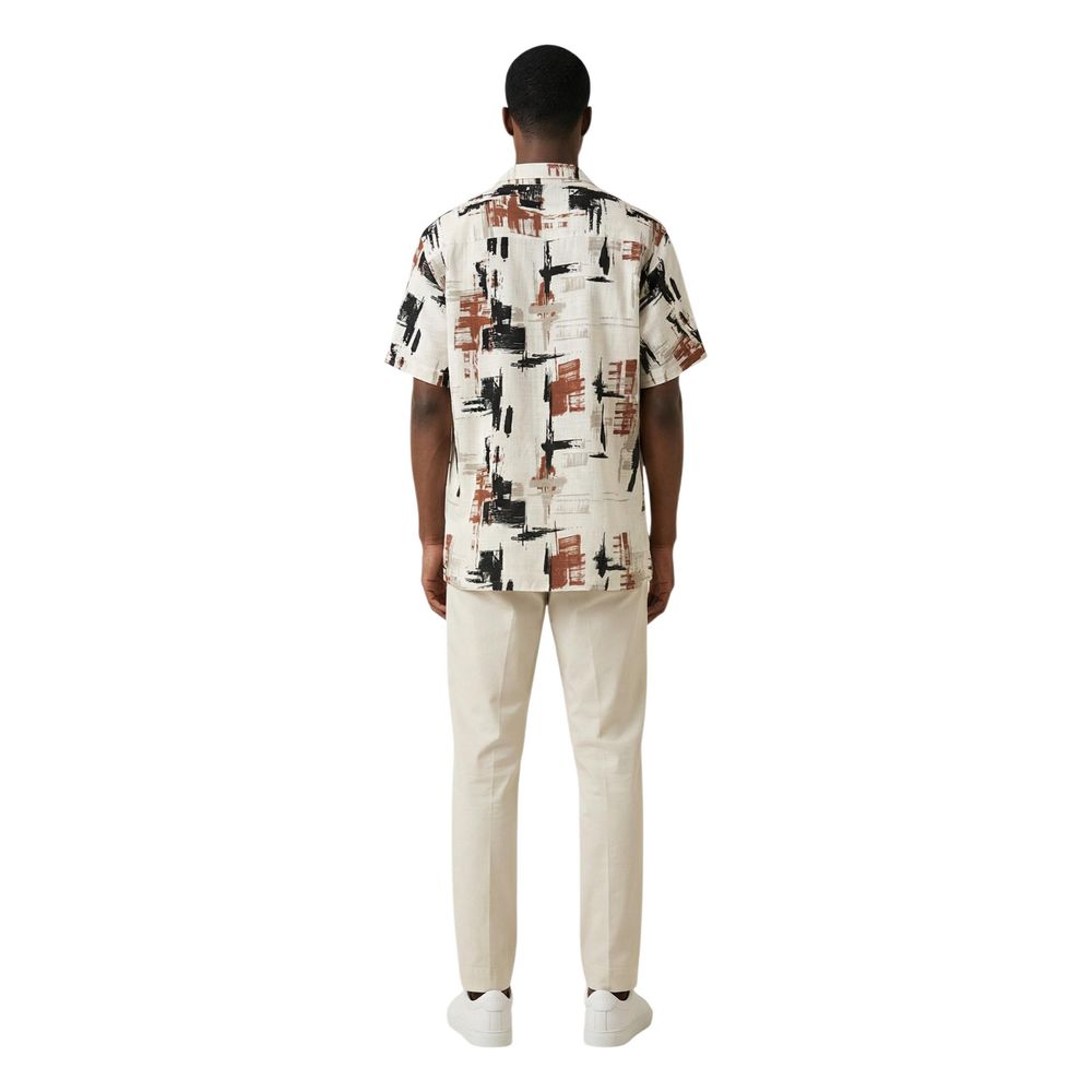 Beige Cotton Casual Pants
