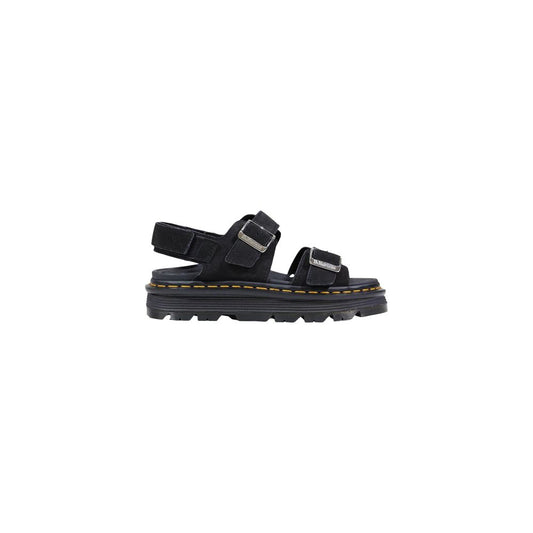 Black Leather Flat Sandals