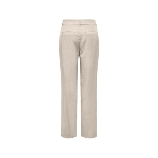 Beige Viscose Casual Pants