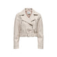 Beige Recycled Polyester Biker Jacket