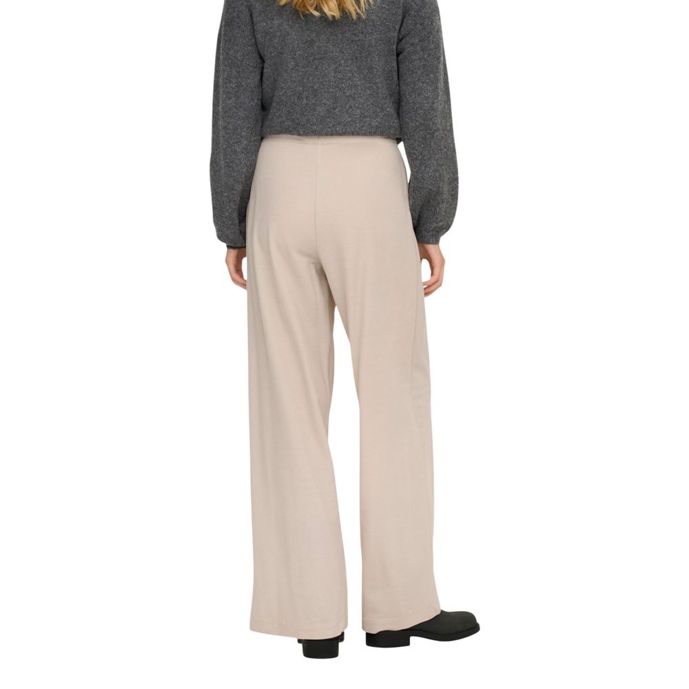 Beige Viscose Casual Pants