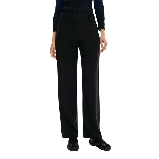 Black Viscose Casual Pants