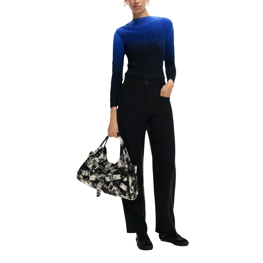 Black Viscose Casual Pants