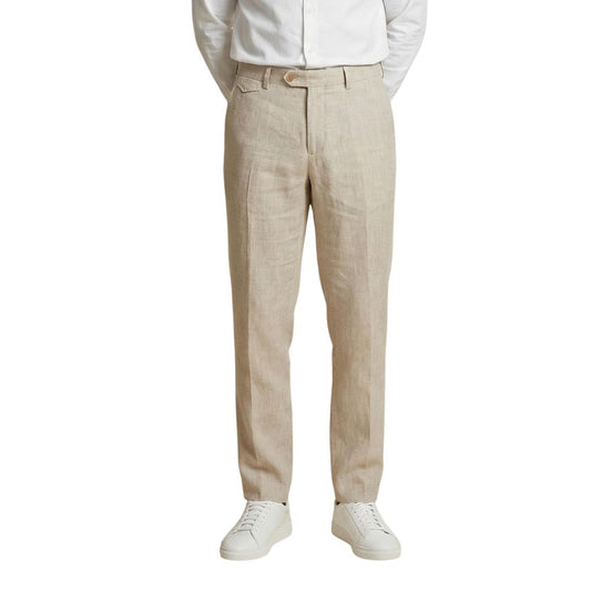 Beige Linen Casual Pants