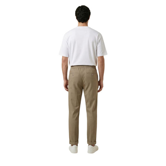 Brown Polyester Casual Pants