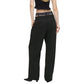 Black Polyester Casual Pants