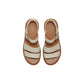 Beige Leather Platform Sandals