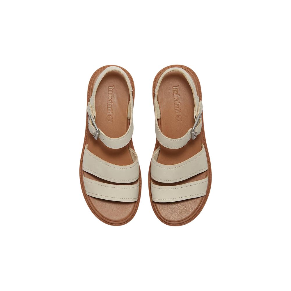 Beige Leather Platform Sandals