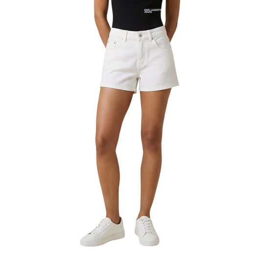 Cream Denim Shorts
