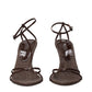 Brown Leather Stiletto Heel Sandals