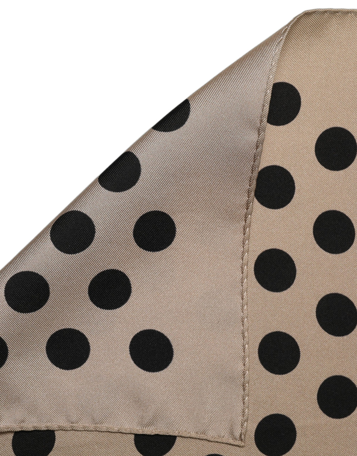 Beige Black Polka Dot Square Foulard Scarf