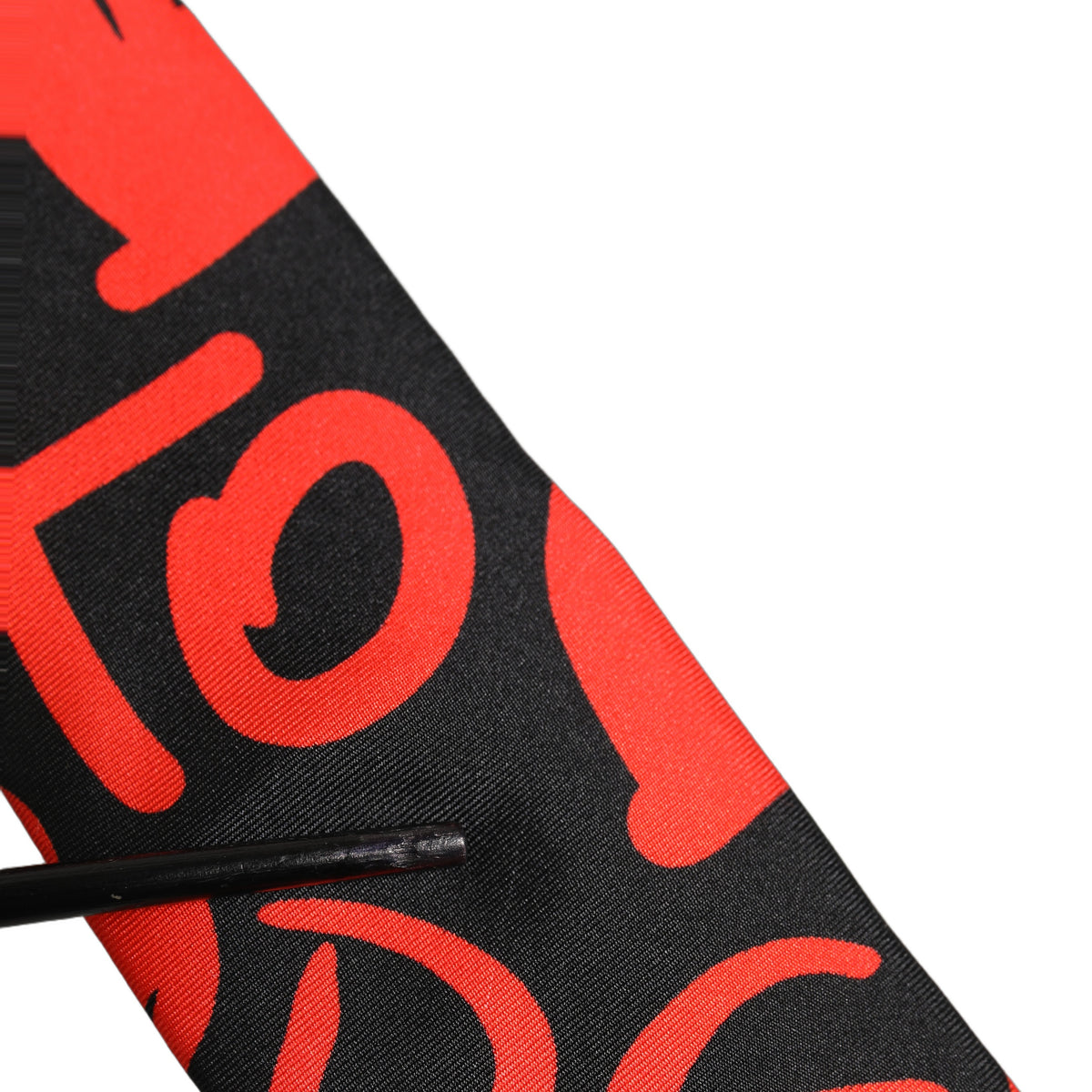 Black Silk Red Graphic Hearts Adjustable Tied Necktie Tie