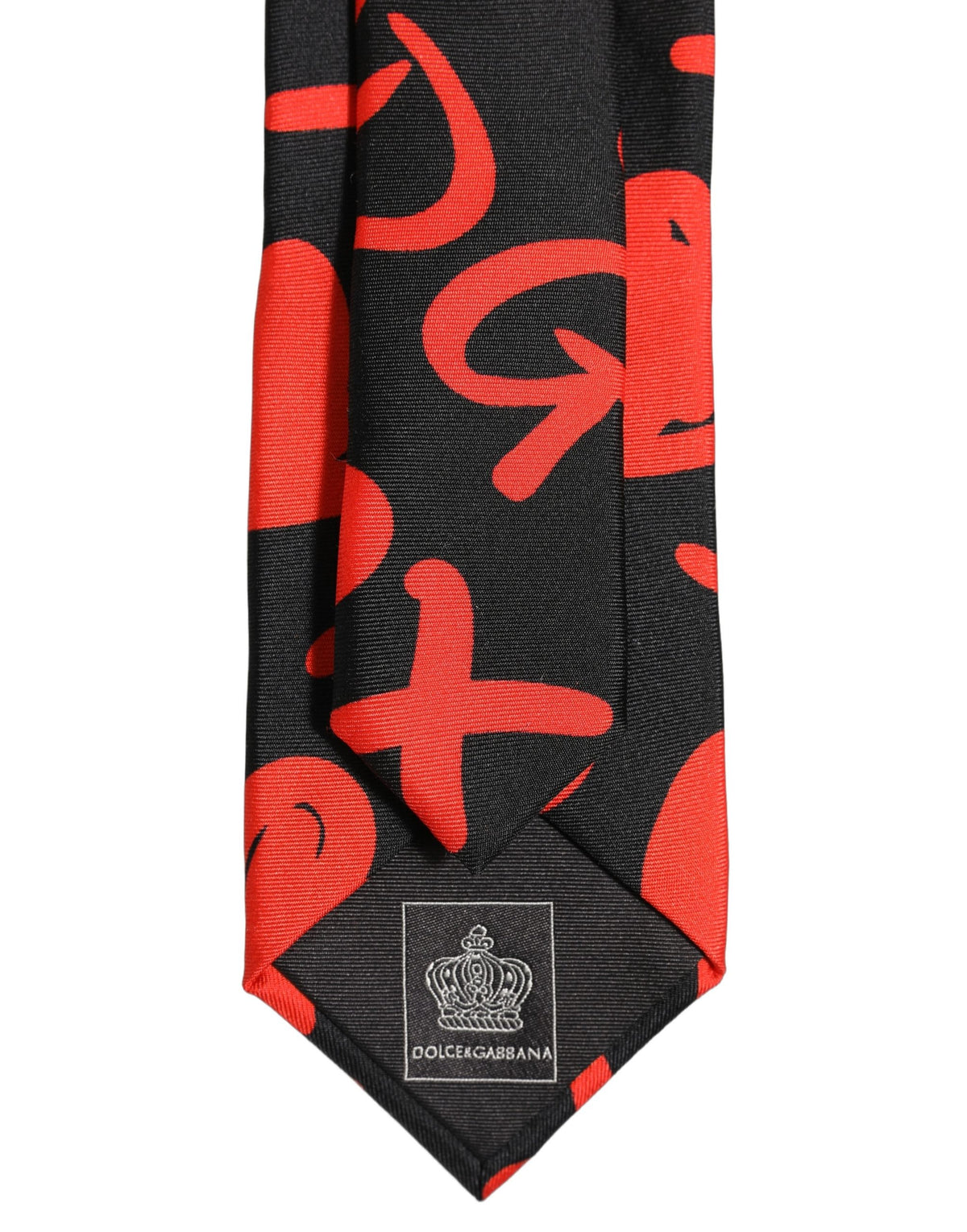 Black Silk Red Graphic Hearts Adjustable Tied Necktie Tie