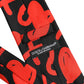 Black Silk Red Graphic Hearts Adjustable Tied Necktie Tie