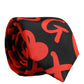 Black Silk Red Graphic Hearts Adjustable Tied Necktie Tie