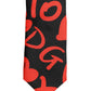 Black Silk Red Graphic Hearts Adjustable Tied Necktie Tie