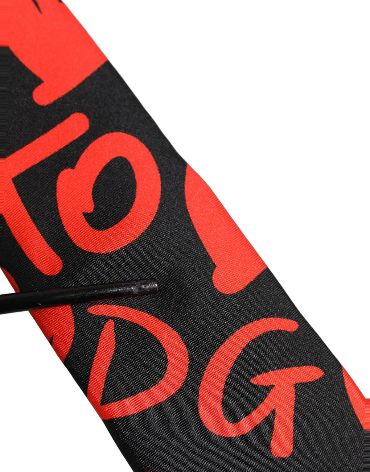 Black Silk Red Graphic Hearts Adjustable Tied Necktie Tie