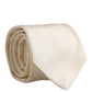 Men Off White Silk Textured Adjustable Tied Necktie Tie
