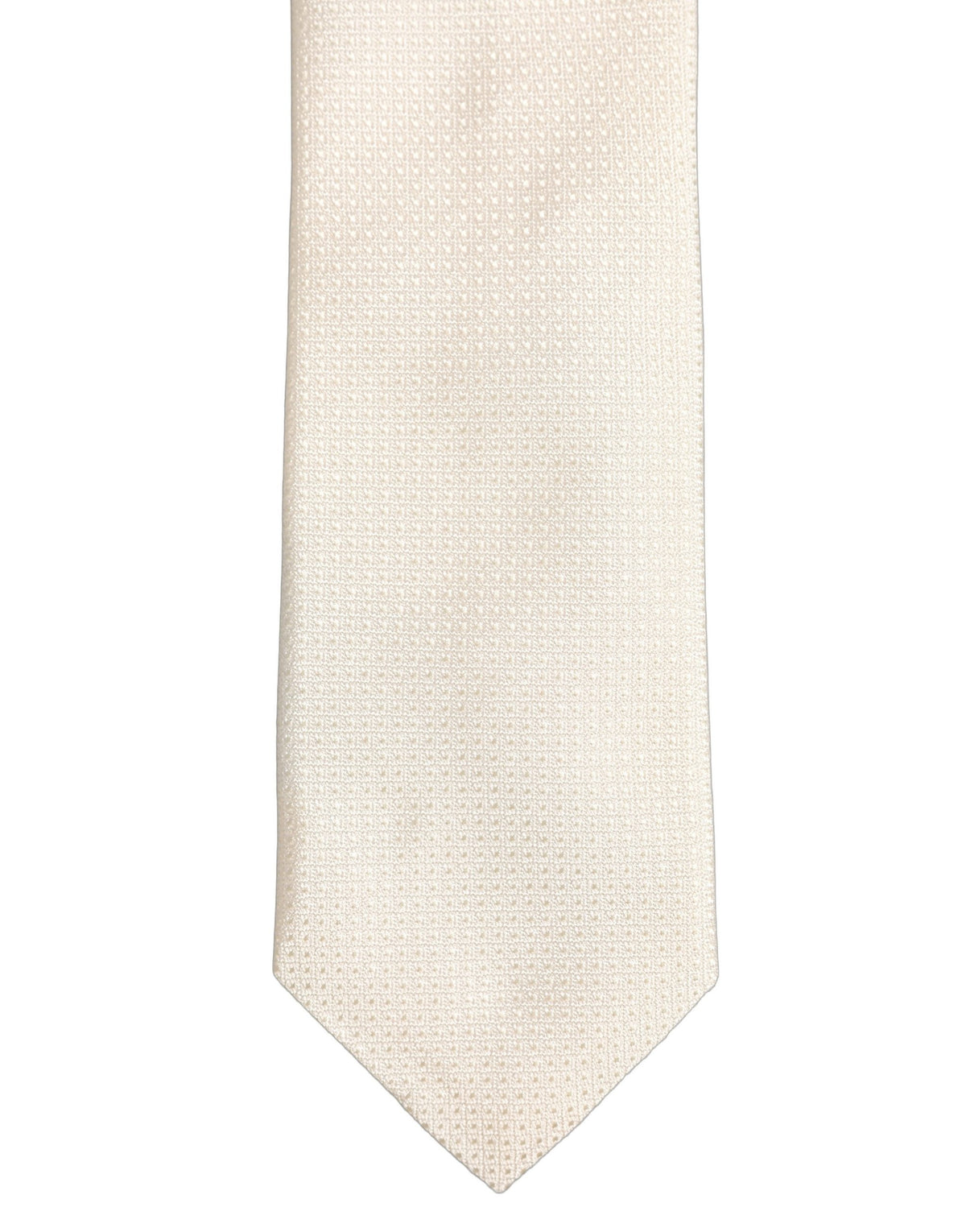 Men Off White Silk Textured Adjustable Tied Necktie Tie