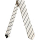 Men Off White Silk Stripes Adjustable Tied Necktie Tie