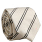 Men Off White Silk Stripes Adjustable Tied Necktie Tie