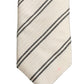 Men Off White Silk Stripes Adjustable Tied Necktie Tie