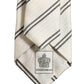 Men Off White Silk Stripes Adjustable Tied Necktie Tie