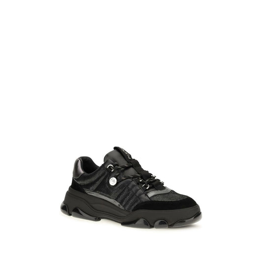 Black Calf Leather Bos Taurus Chunky Sneakers