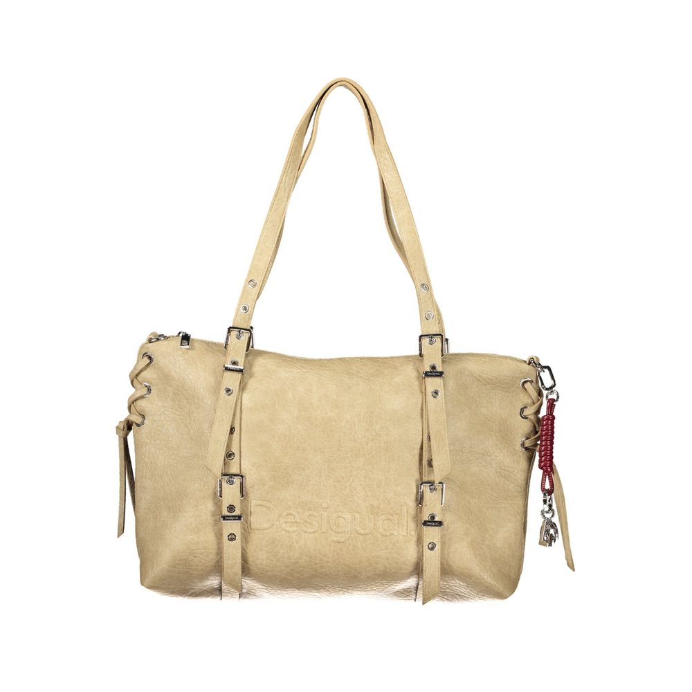 Beige Polyurethane Women's Bag