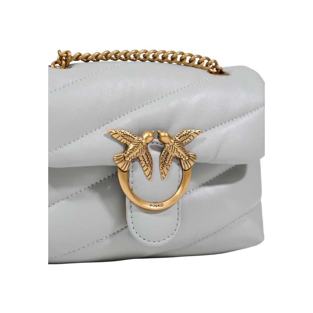 Gray Leather Handbag