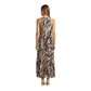 Brown Polyester Long Dress