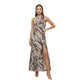 Brown Polyester Long Dress