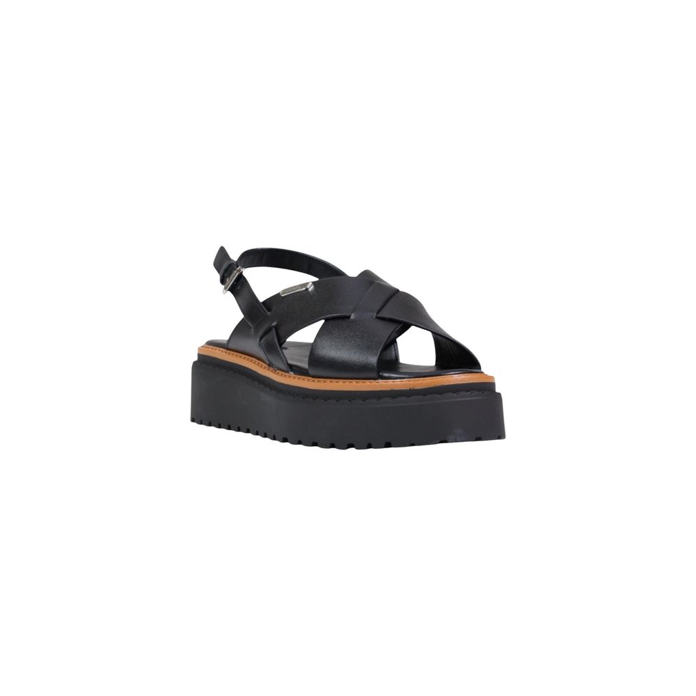 Black Leather Platform Sandals