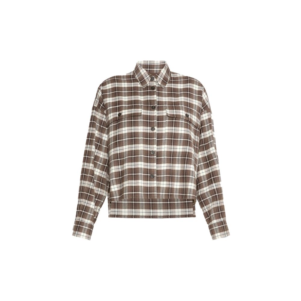 Brown Cotton Pattern Shirt