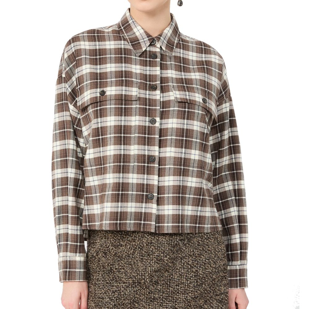 Brown Cotton Pattern Shirt