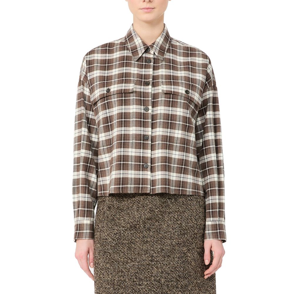 Brown Cotton Pattern Shirt