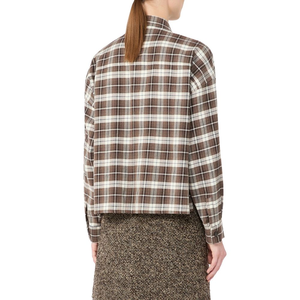 Brown Cotton Pattern Shirt